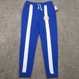 My Hero Academia Sweatpants Mens Large Blue Striped Joggers Fleece Funimation